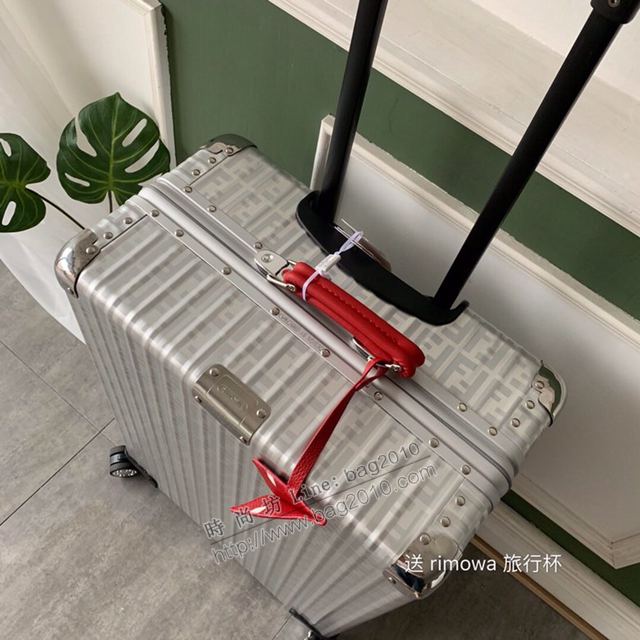 Rimowa拉杆箱 66637 日默瓦拉箱 Fendi x rimowa升級版配色款 滿箱雙F圖案 全鋁鎂合金行李箱xzx1069